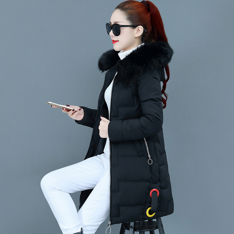 Down cotton-padded jacket for women, mid-length, 2020 new autumn and winter style, hooded and fitted, Korean-style breadwear for women, thickened cotton-padded jacket Item Picture