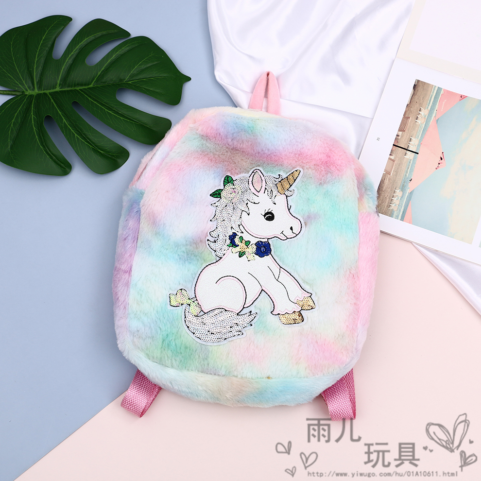Mochilas de peluche mochilas para niños nueva llegada lentejuelas unicornio oso conejo mochila estudiante mochila cartoon cute details Picture