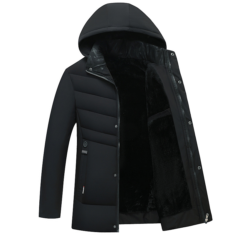 Wholesale of men's jackets with fleece and thickening, middle-aged men's cotton-padded clothes, winter cotton-padded jackets, and down cotton-padded clothes for middle-aged and elderly fathers Specification image