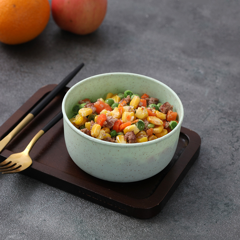 Wheat straw bowls, plastic household soup noodles, rice soup bowls, tableware, children's bowls, tableware, daily necessities, round plastic bowls details Picture