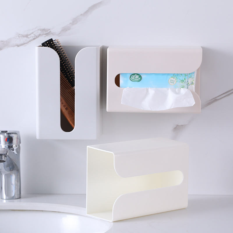 ABS Traceless stick suction paper box wall wall mounted paper towel holder creative simple plastic multifunctional toilet paper towel box thumbnail