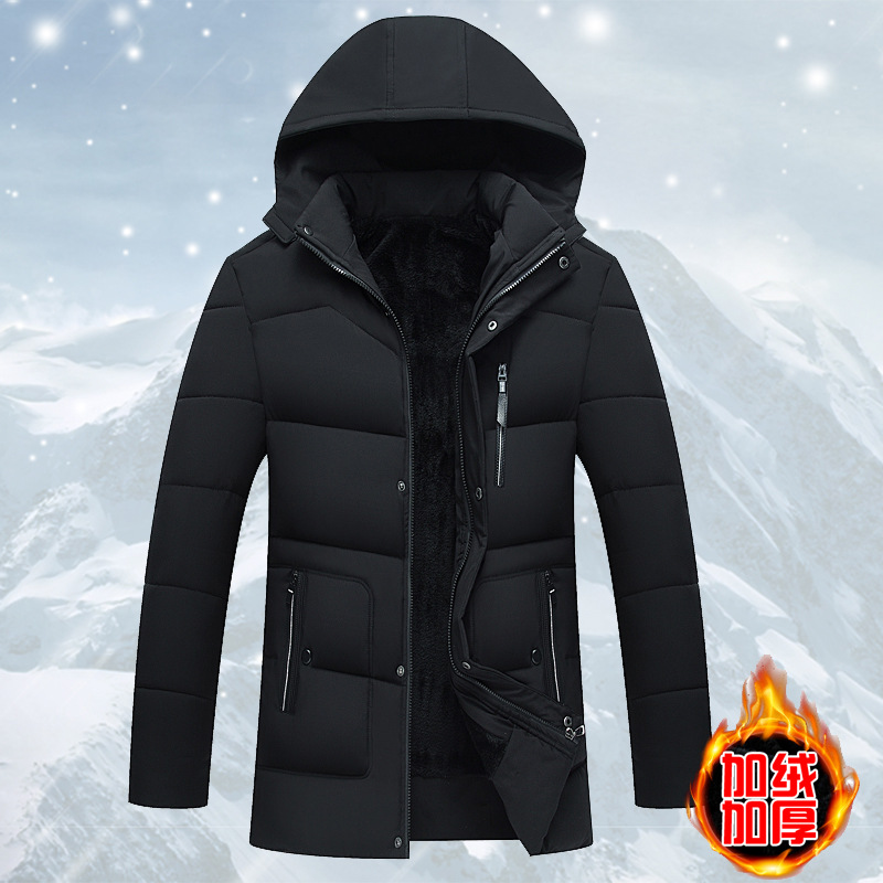 Wholesale of men's jackets with fleece and thickening, middle-aged men's cotton-padded clothes, winter cotton-padded jackets, and down cotton-padded clothes for middle-aged and elderly fathers