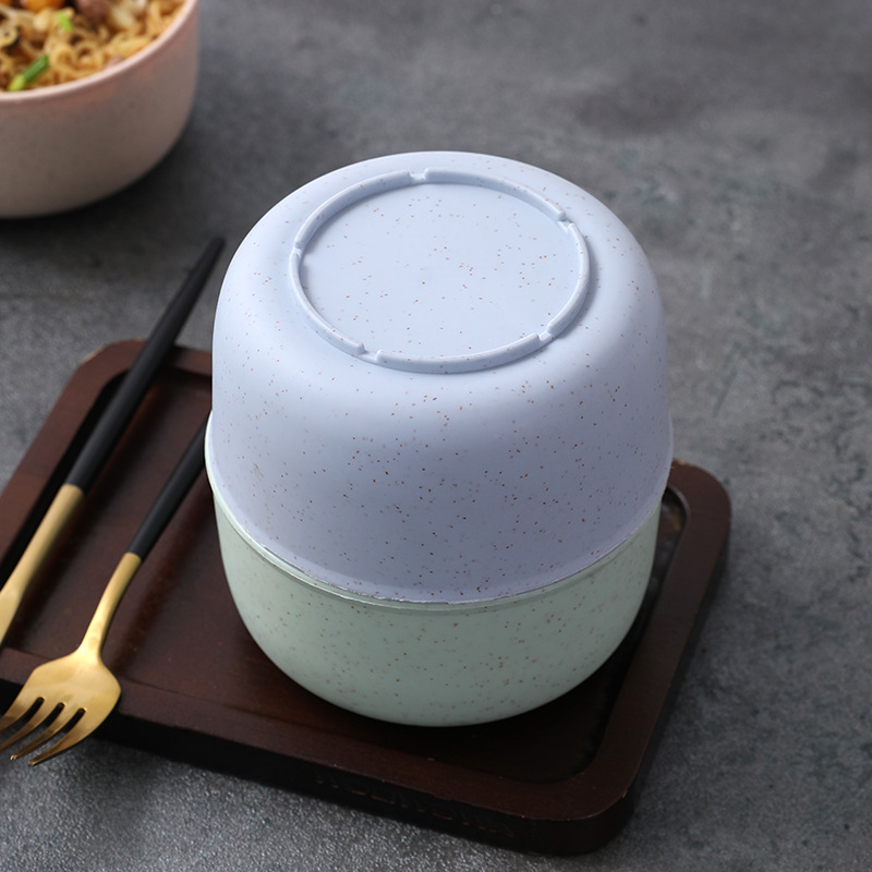 Wheat straw bowls, plastic household soup noodles, rice soup bowls, tableware, children's bowls, tableware, daily necessities, round plastic bowls Application Scenario