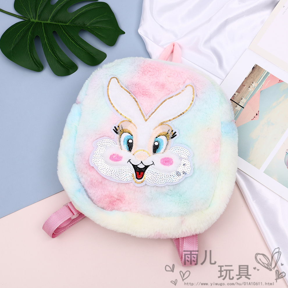 Mochilas de peluche mochilas para niños nueva llegada lentejuelas unicornio oso conejo mochila estudiante mochila cartoon cute Specification image