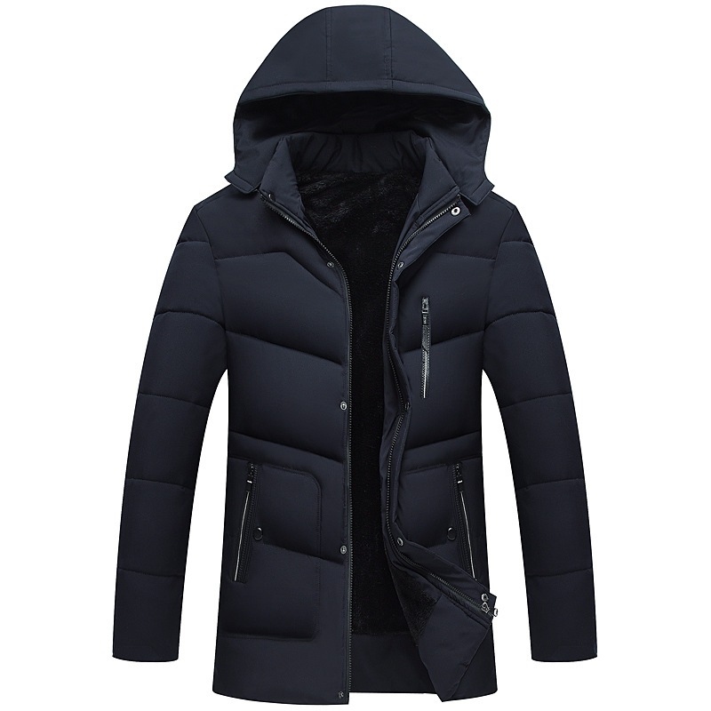 Wholesale of men's jackets with fleece and thickening, middle-aged men's cotton-padded clothes, winter cotton-padded jackets, and down cotton-padded clothes for middle-aged and elderly fathers Item Picture
