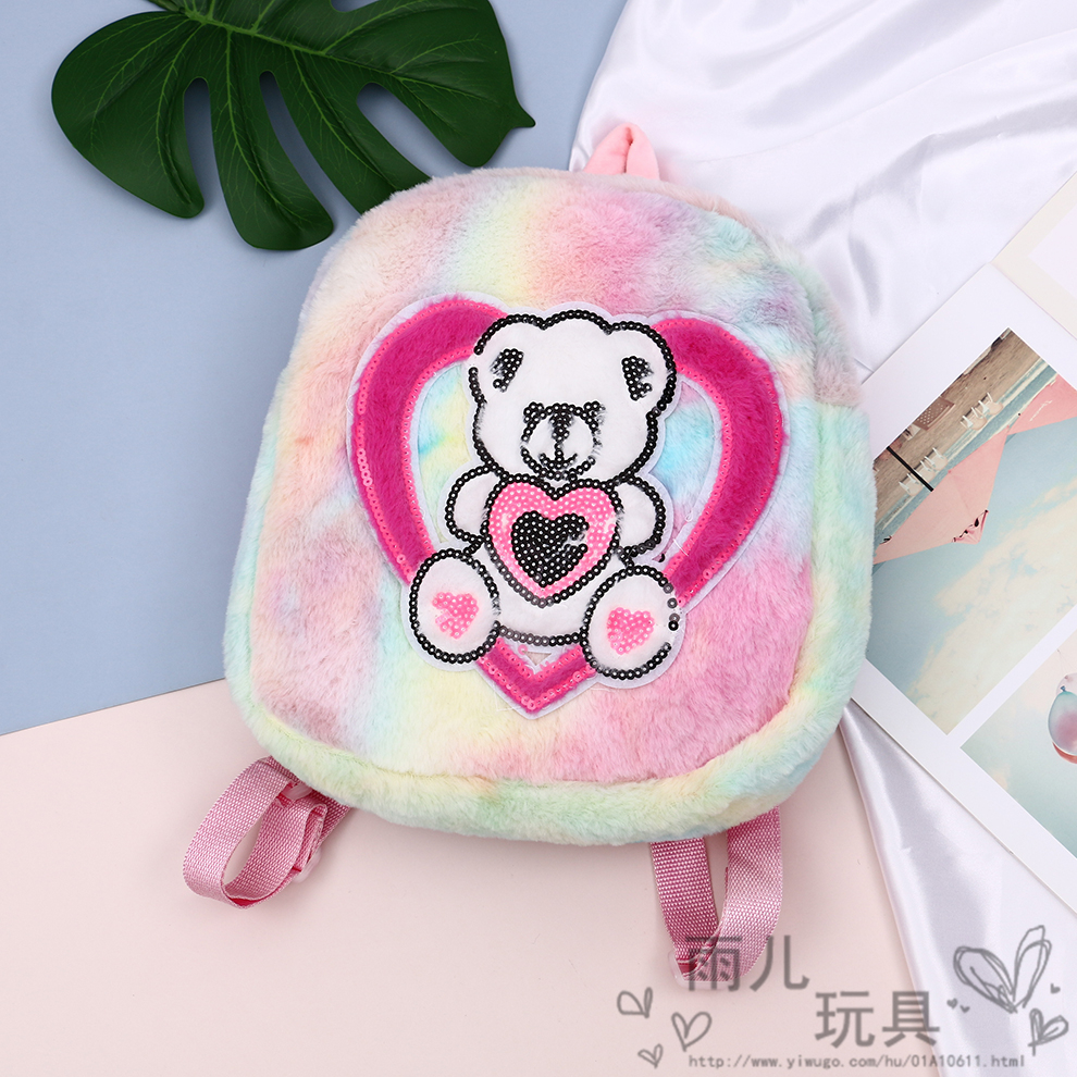 Mochilas de peluche mochilas para niños nueva llegada lentejuelas unicornio oso conejo mochila estudiante mochila cartoon cute Item Picture