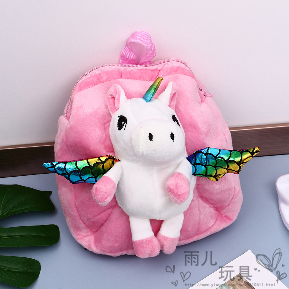New children's plush toy bag, cute cartoon 3D unicorn backpack, fashionable kindergarten schoolbag Specification image