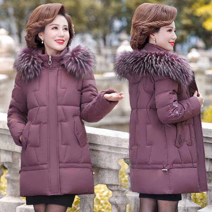 2020 Winter new women's cotton-padded jackets for middle-aged and elderly people aged 45-55, live-streaming and distribution of large-sized down jackets for mothers Specification image