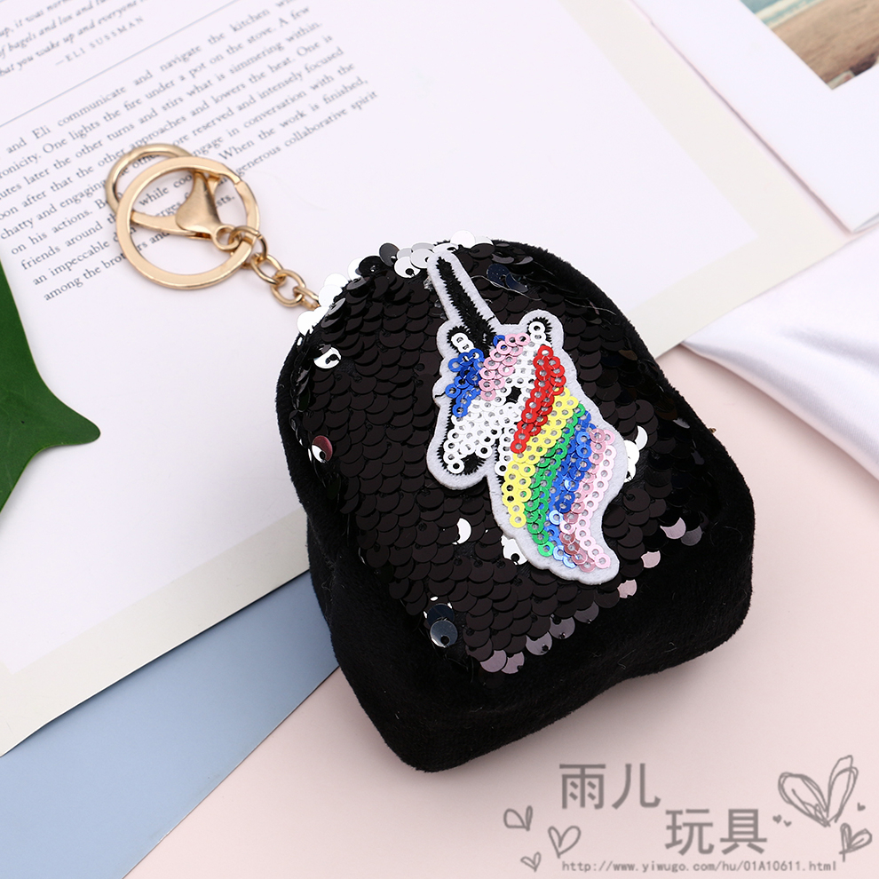 2020 New style zero wallet Student Korean version cute cartoon Internet celebrity girl heart Sequined unicorn key case Application Scenario