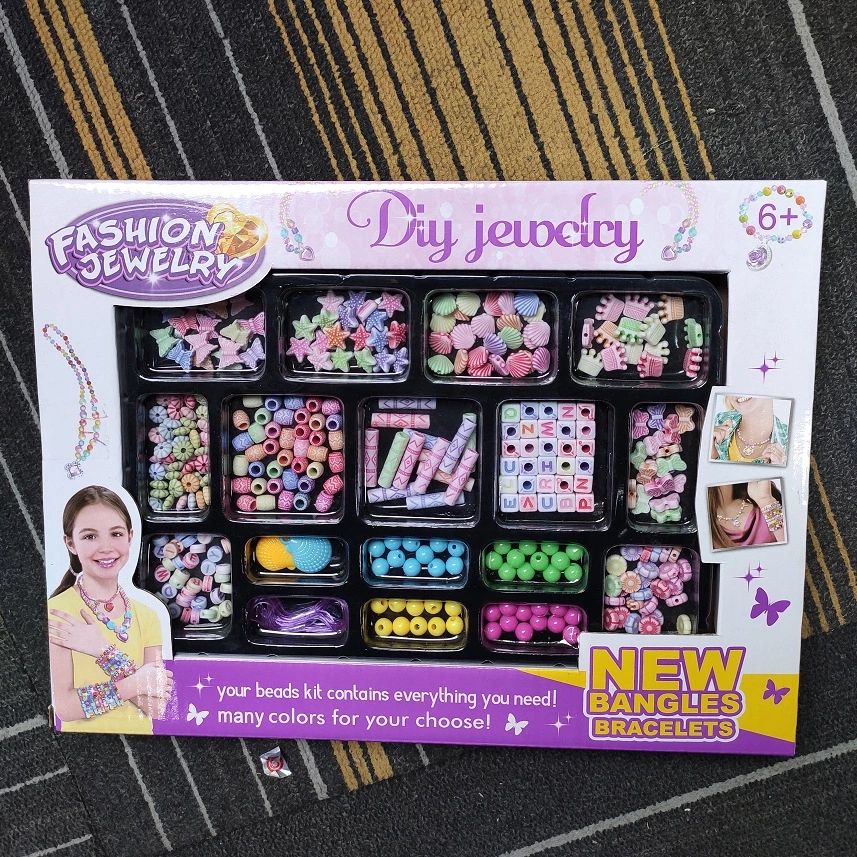 Children's educational beaded DIY handmade jewelry bracelets, necklaces, colored beads, 6-12-year-old educational toys, cross-border bestsellers h Item Picture