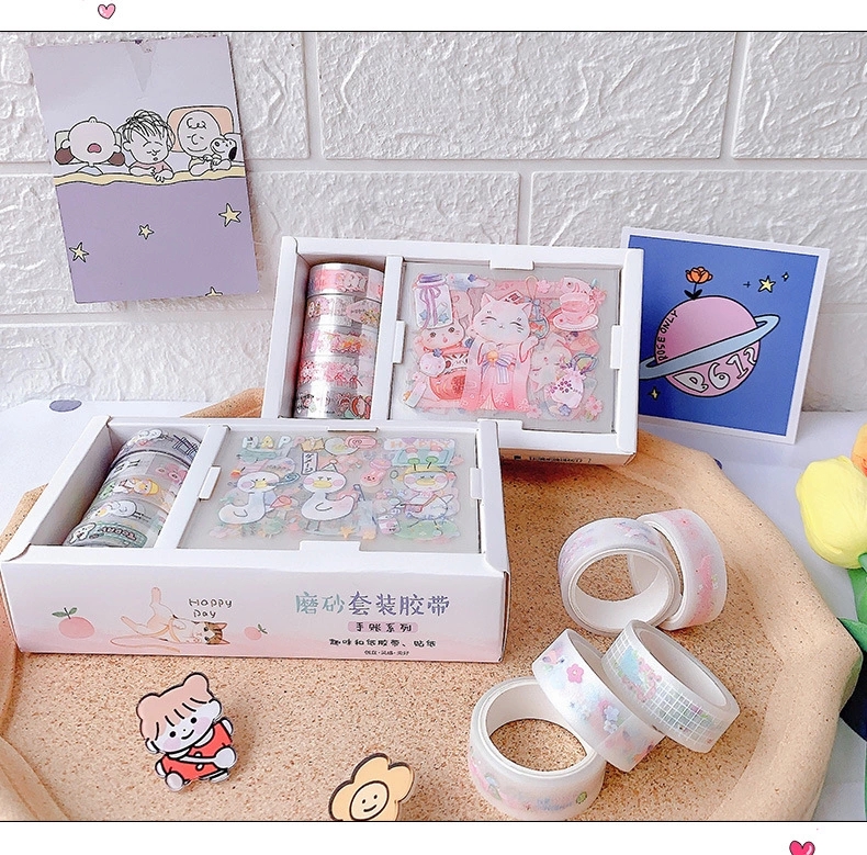 New school-style and washi tape cartoon sticker combination set, cute diary gift, fresh and clean diary sticker decoration Specification drawing