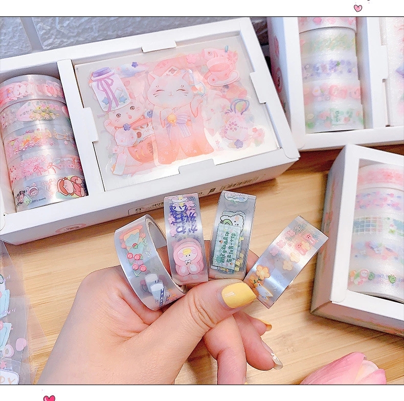 New school-style and washi tape cartoon sticker combination set, cute diary gift, fresh and clean diary sticker decoration Application Scenario
