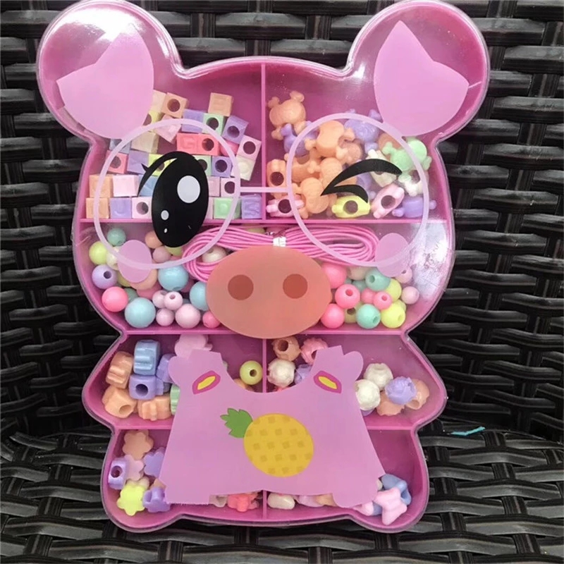 Korean version children's diy handcrafted beaded and beaded educational toys, girl cartoon piglet KT beaded bracelet necklace Item Picture