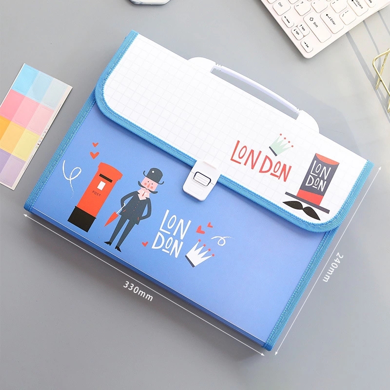 Kaba Bear A4 folder large-capacity multi-layer test paper storage bag for students, a fresh and portable organ bag details Picture