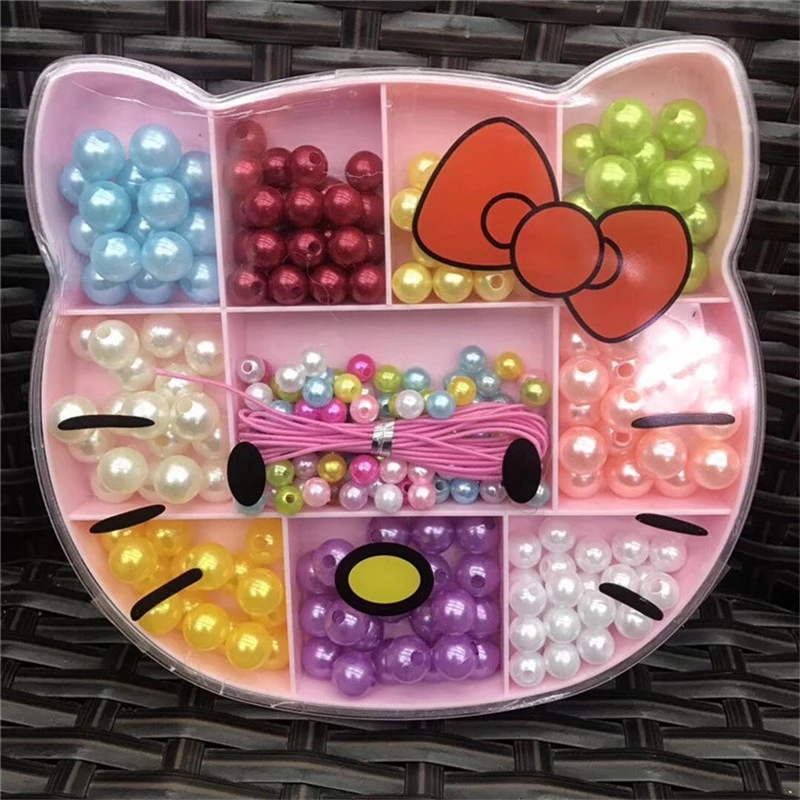 Korean version children's diy handcrafted beaded and beaded educational toys, girl cartoon piglet KT beaded bracelet necklace Specification drawing