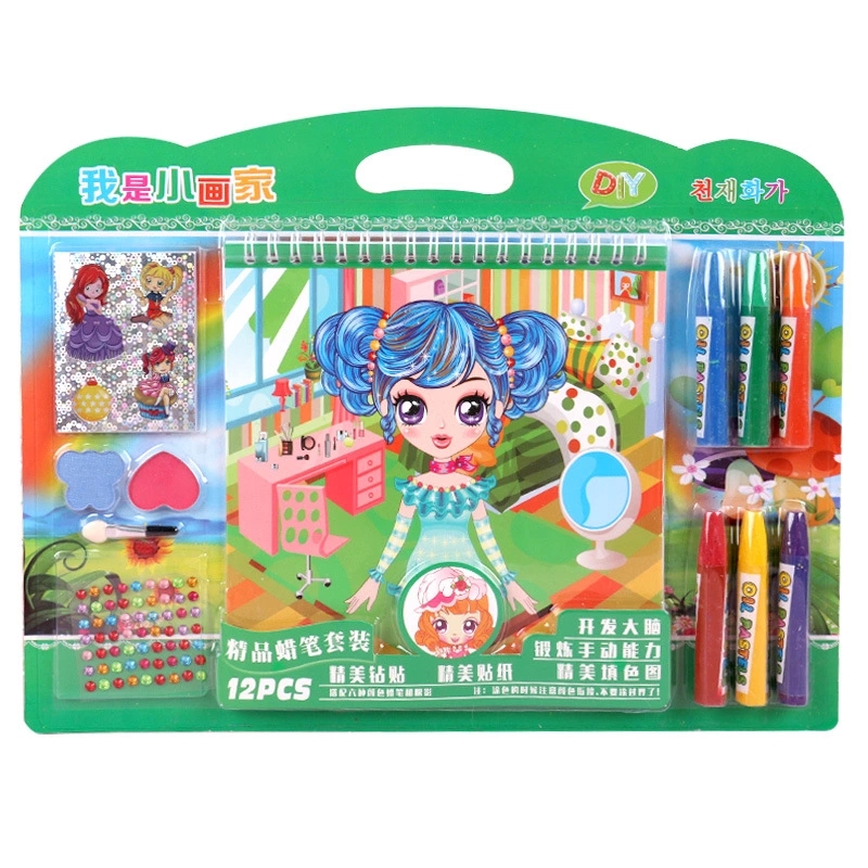 Children's doodle picture book, hand-held coloring book, exquisite coloring picture set, DIY exquisite crayon children's handicraft toys Application Scenario