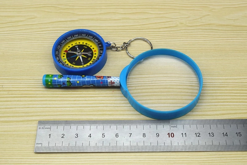 Wholesale cartoon magnifying glass compass sets, student and children's toys, stationery, gift sales, learning stationery hot details Picture