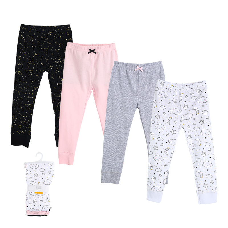 儿童女秋裤四件装睡裤保暖裤婴儿纯棉秋冬季弹性中腰裤子
