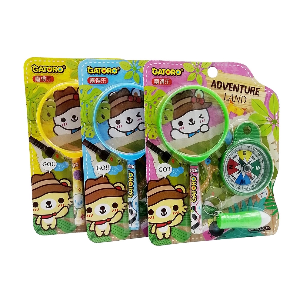 Children's adventure science education cartoon magnifying glass compass set, primary school students' science experiment toys and stationery full figure