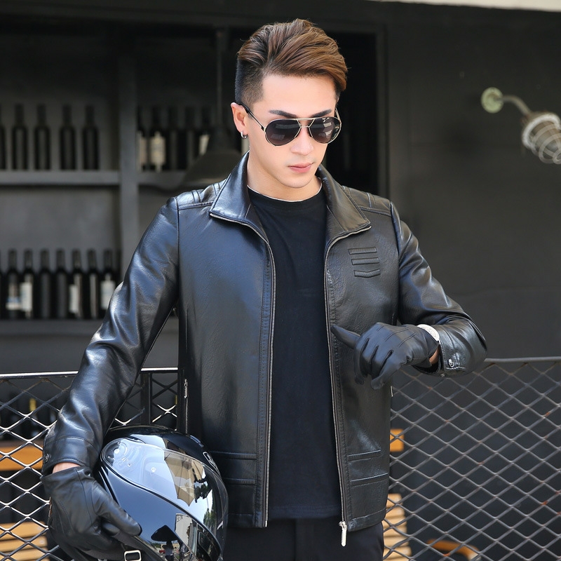 202, New Fall Haining Leather Leather Men's Jacket Young men's Coat Men's jacket Sheep skin men's