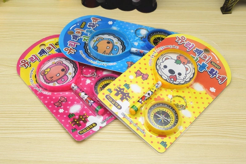 Wholesale cartoon magnifying glass compass sets, student and children's toys, stationery, gift sales, learning stationery hot Item Picture