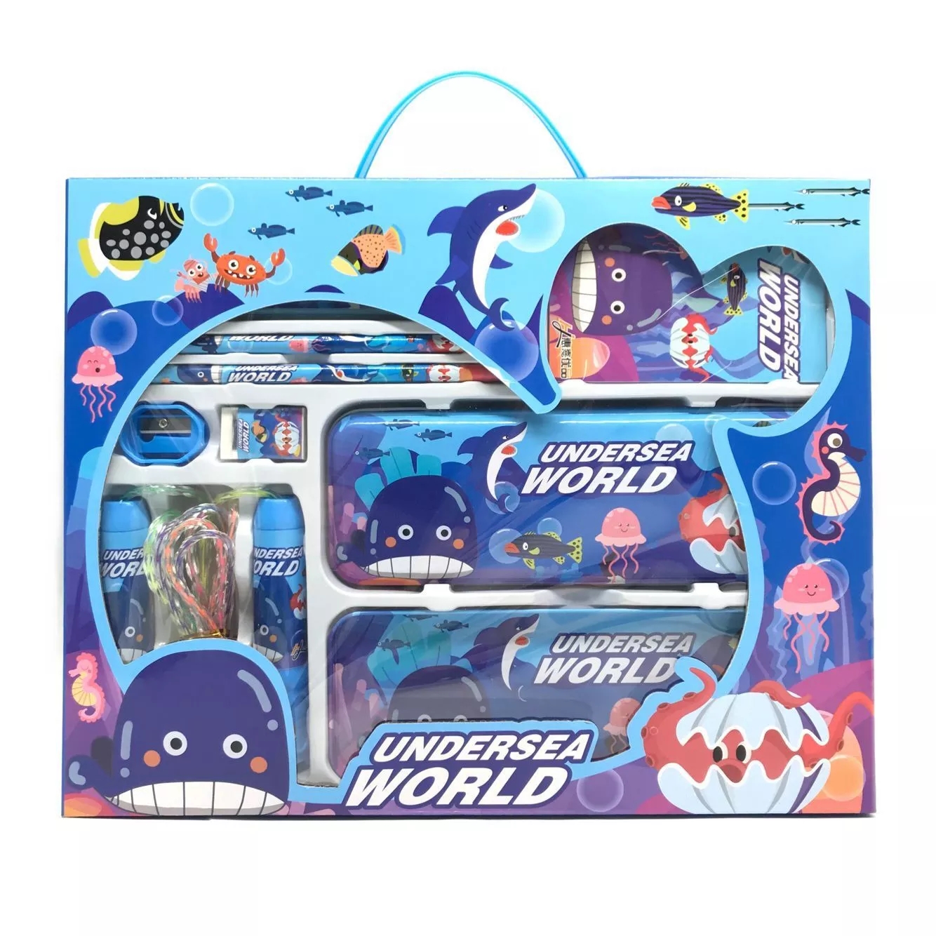 Factory direct sales of children's cartoon stationery large set gift box, student high-end 8-piece set combination wholesale 9903 in stock. Specification drawing