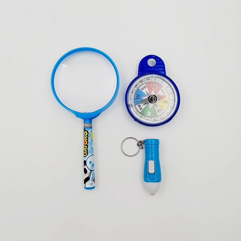 Children's adventure science education cartoon magnifying glass compass set, primary school students' science experiment toys and stationery Item Picture