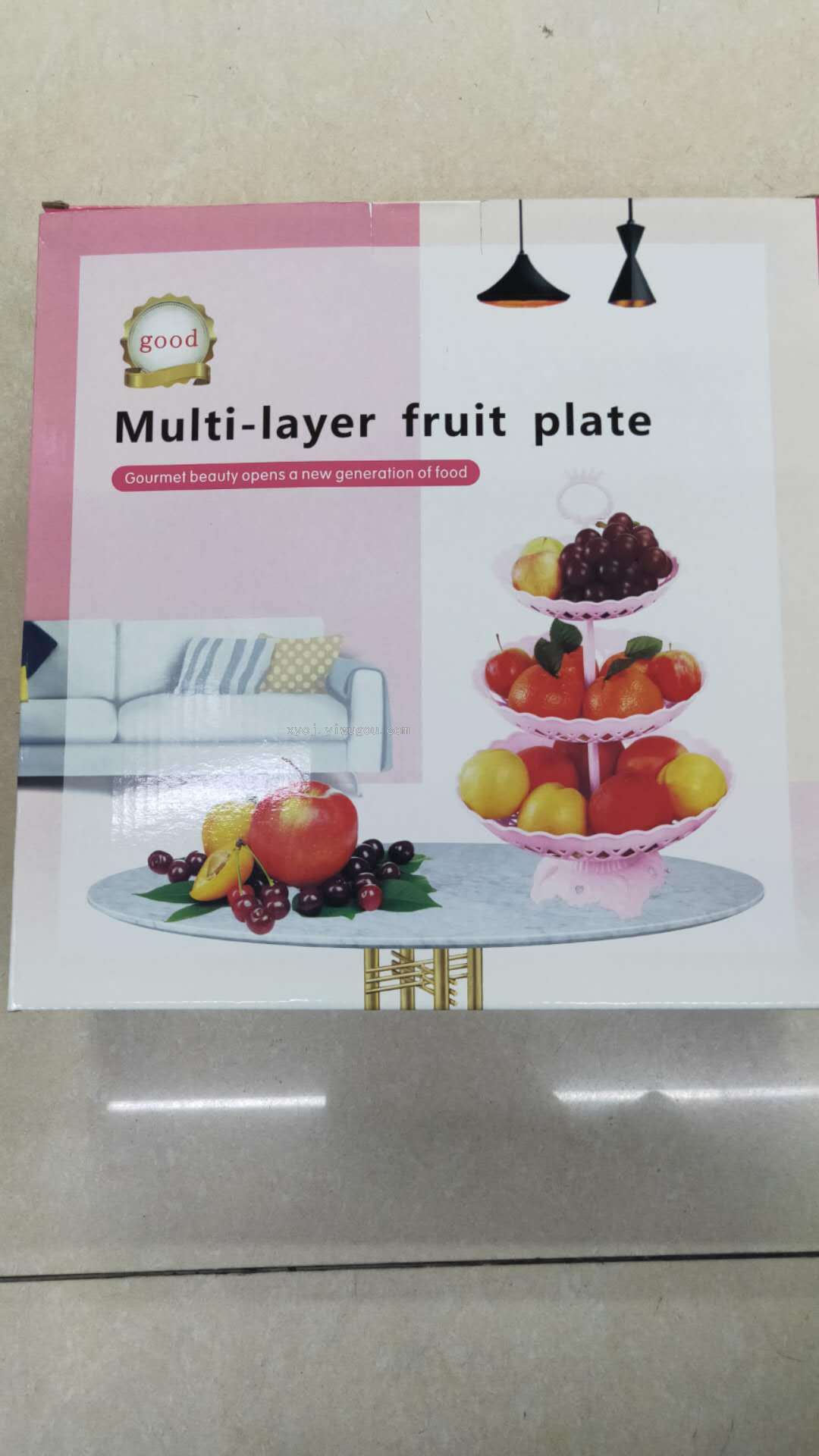 A three-layer fruit basket in macaron color series Specification image