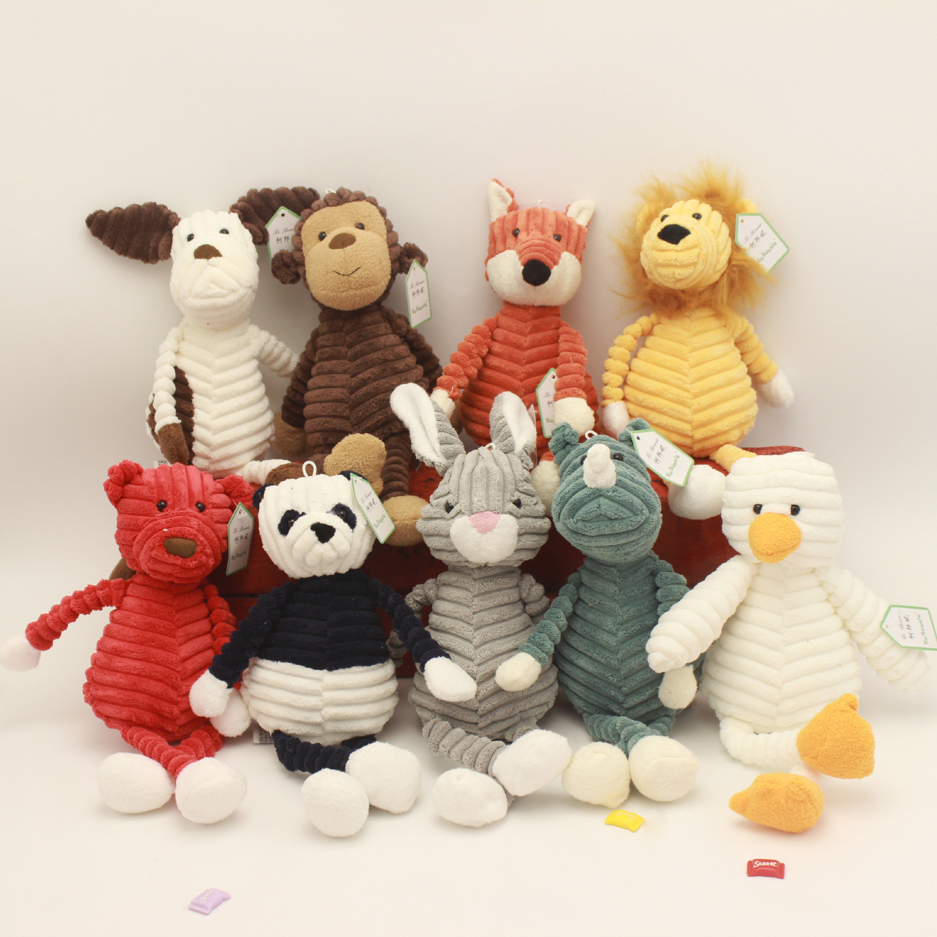 Creative animal doll claw machine doll wholesale manufacturer supply new striped animal plush toy dolls details Picture