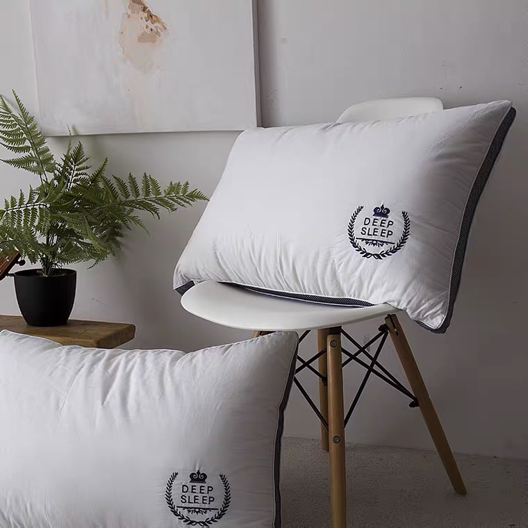 All-cotton feather and velvet pillow core embroidery single-person student pillow embroidery washable high-end feather and velvet pillow details Picture