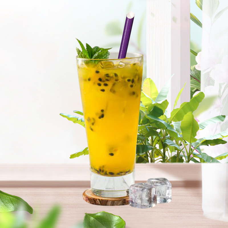 New Degradable Paper Straws Solid Color Disposable Straws Independent Packaging Purple Kraft Paper Straws Can Be Customized details Picture