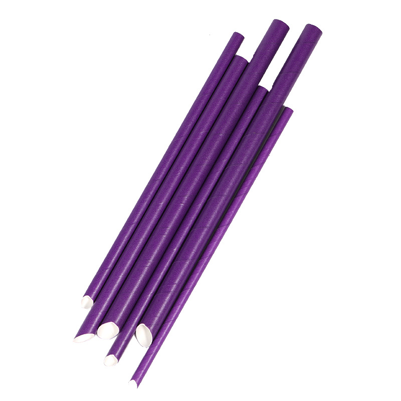 New Degradable Paper Straws Solid Color Disposable Straws Independent Packaging Purple Kraft Paper Straws Can Be Customized Item Picture