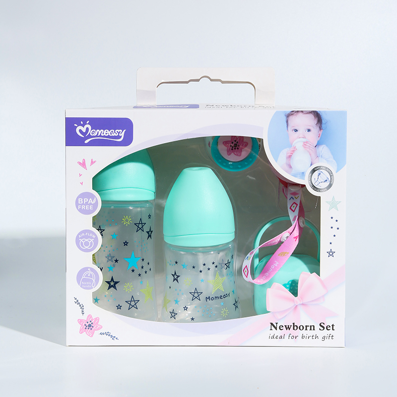 pp奶瓶防呛防胀气防摔带咬嘴小号喝水大宝宝礼盒初生套装