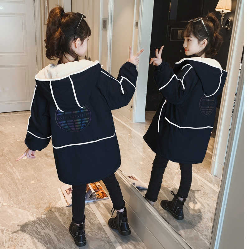 Children's clothing autumn and winter girls' luminescent school to overcome 2020 new fashion girls' Korean version with fleece hooded tide coat