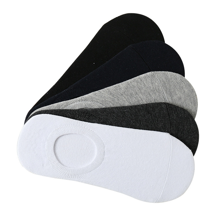 Sock stall one-piece consignment, versatile plain invisible socks for men, spring and summer silicone anti-slip cotton boat socks, 5 pairs of waist-wrapped, factory wholesale one-piece consignment Item Picture