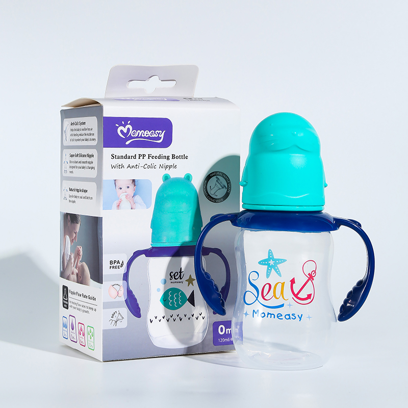 新生儿卡通奶瓶 双把手宽口径ppsu奶瓶 耐高温防摔
