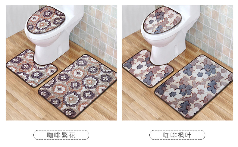 Foreign Trade Cross-Border E-Commerce Coral Velvet Bathroom Three-Piece Floor Mat Kit Cashmere Toilet Three-Piece Toilet Item Picture