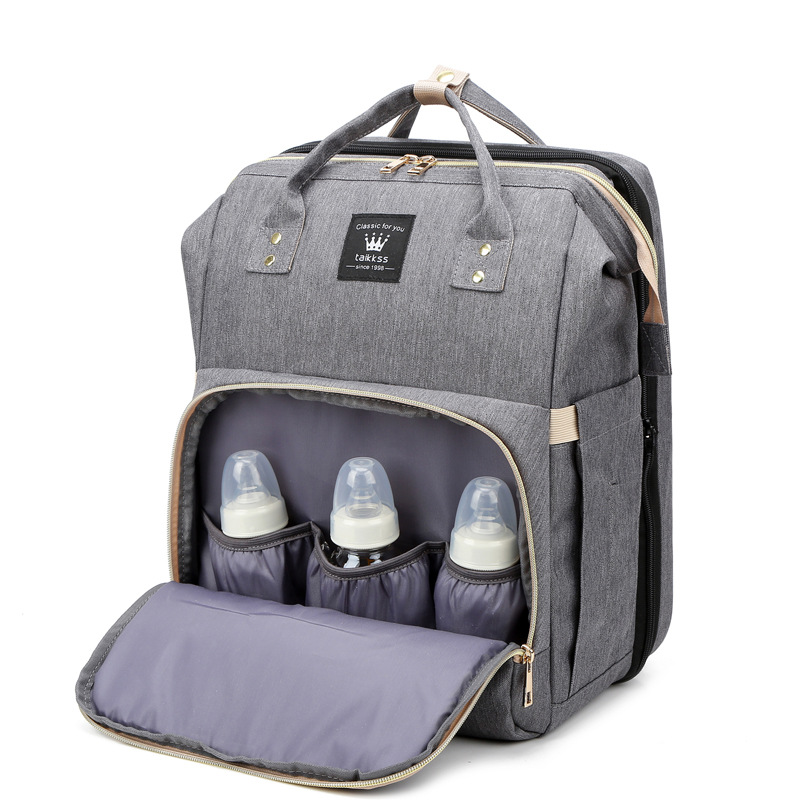 Portable outdoor folding crib mommy bag waterproof multifunctional travel baby bag backpack bed Item Picture