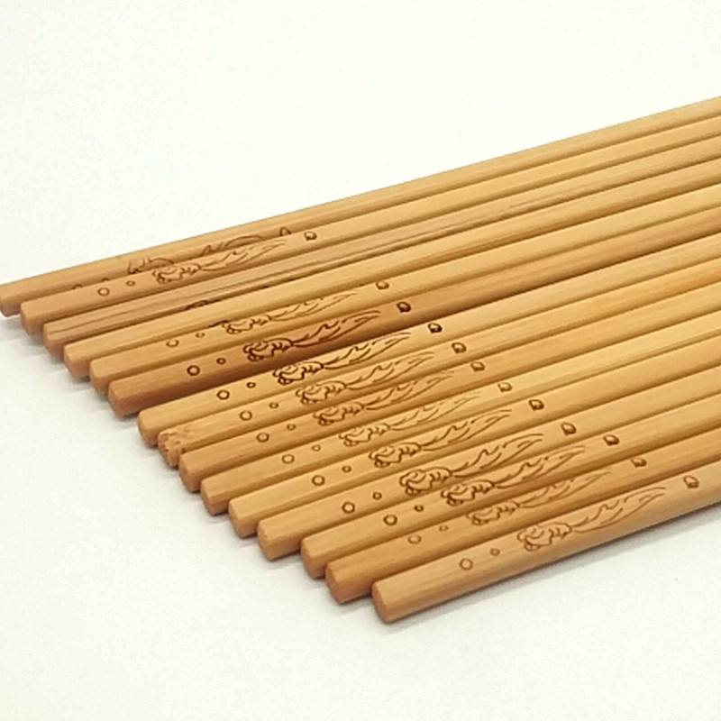 Sunshine Department Store 24cm craft chopsticks, ten pairs set, unpainted bamboo chopsticks, carved bamboo and wood chopsticks for home use details Picture