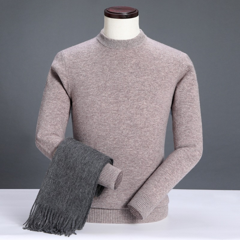 Pastoral bird middle-aged and elderly men's round-neck winter thickened woolen base, autumn and winter men's cashmere sweater Specification image