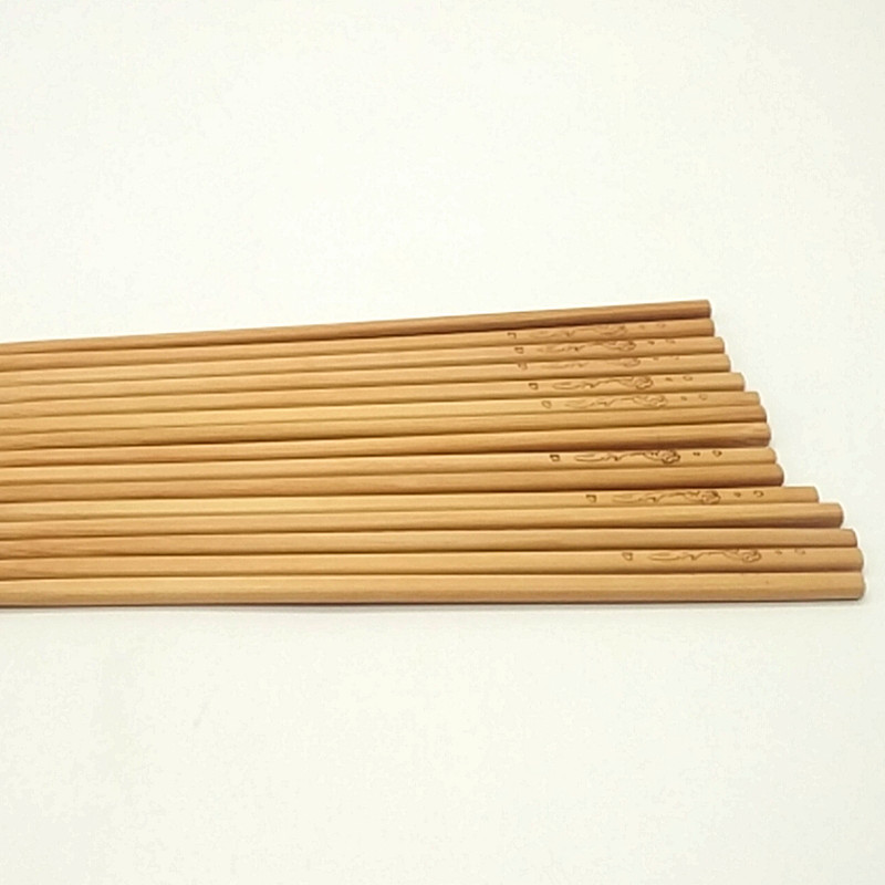 Sunshine Department Store 24cm craft chopsticks, ten pairs set, unpainted bamboo chopsticks, carved bamboo and wood chopsticks for home use Item Picture