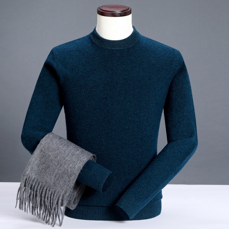 Pastoral bird middle-aged and elderly men's round-neck winter thickened woolen base, autumn and winter men's cashmere sweater Application Scenario