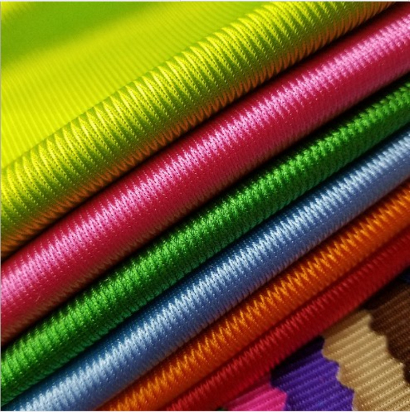 All-polyester glossy mercerized plain fabric in stock. Striped glossy clothing, shoes, hats, bags, jerseys and fabrics details Picture