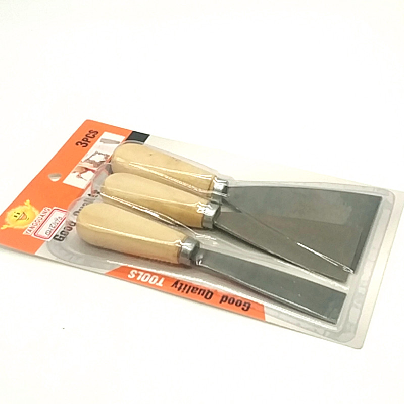 Sunshine Department Store 3PC putty knife 2.5cm,5cm,7.5cm wooden handle putty knife suction card details Picture