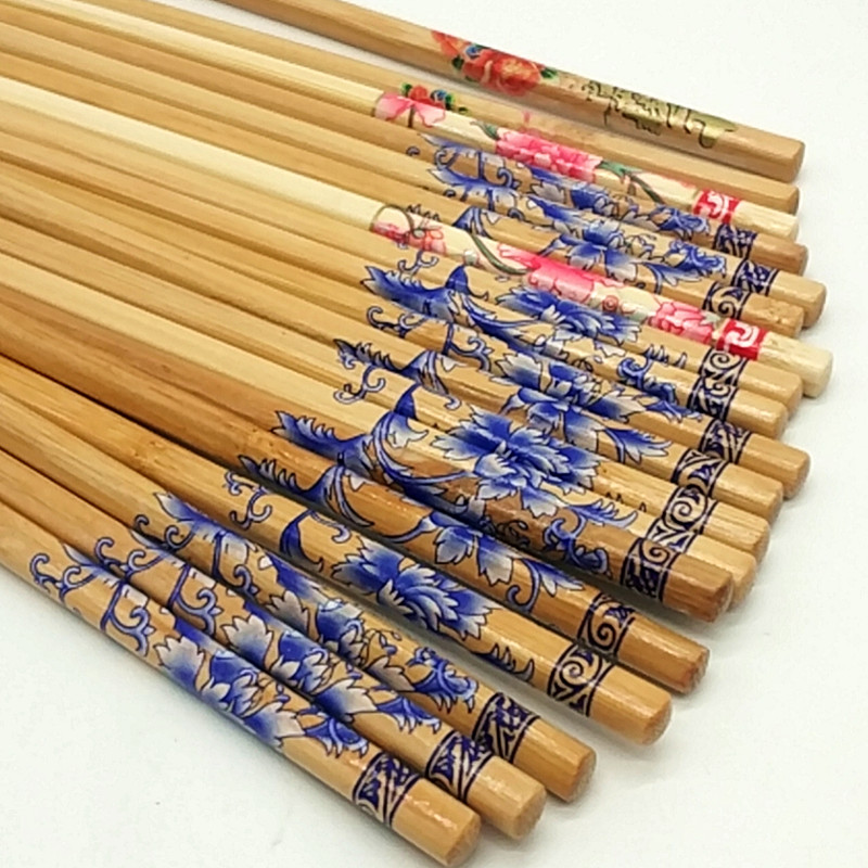 Sunshine Department Store 24cm craft printed chopsticks, household chopsticks, bamboo chopsticks Application Scenario