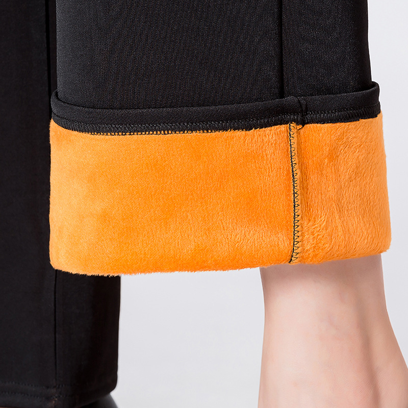 New fleece and thickened winter golden fleece straight-leg wide-leg women's trousers, warm and loose, large-sized casual trousers for middle-aged and elderly women Specification image