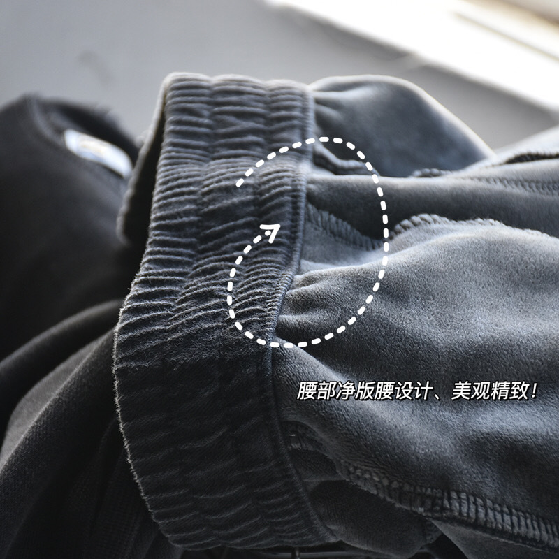 Women's winter fleece thickened mink fleece denim dad pants, straight-leg pants, elastic pants, plate-size women's casual pants details Picture
