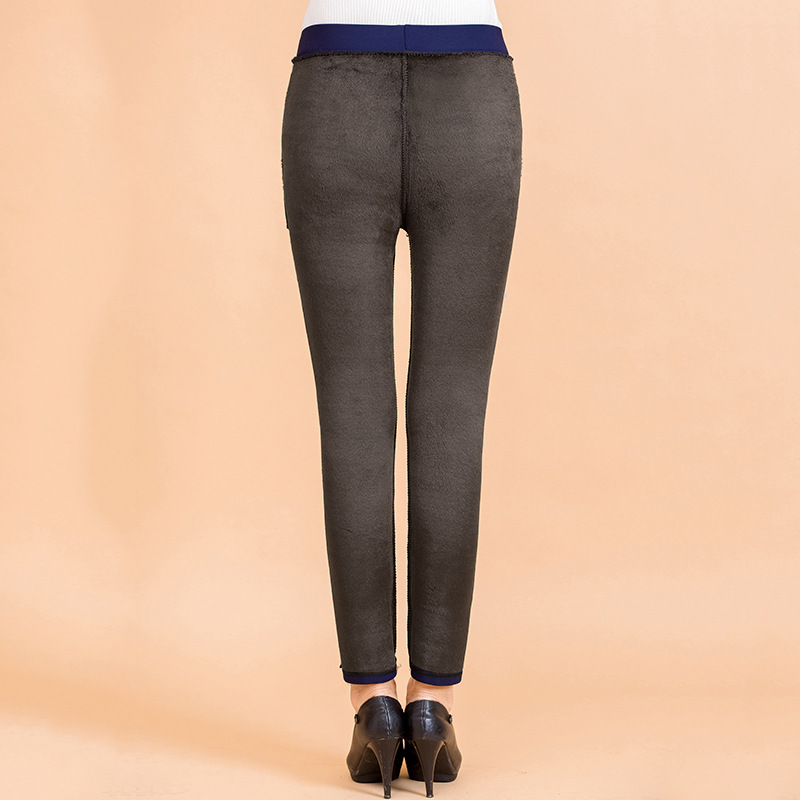 2020 New style of casual pants for middle-aged and elderly women, fleece and thickened warm long pants, large-sized mom pants for winter details Picture