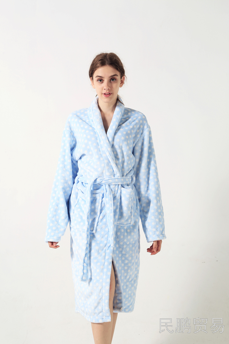 2021新款保暖秋冬季女法兰绒印花成人浴袍浴衣家居服