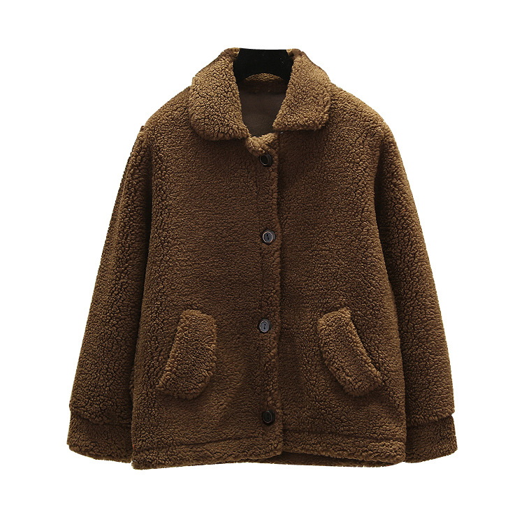 A new autumn and winter casual lambskin plush fur coat for women, a short Korean-style granular fleece warm top Item Picture